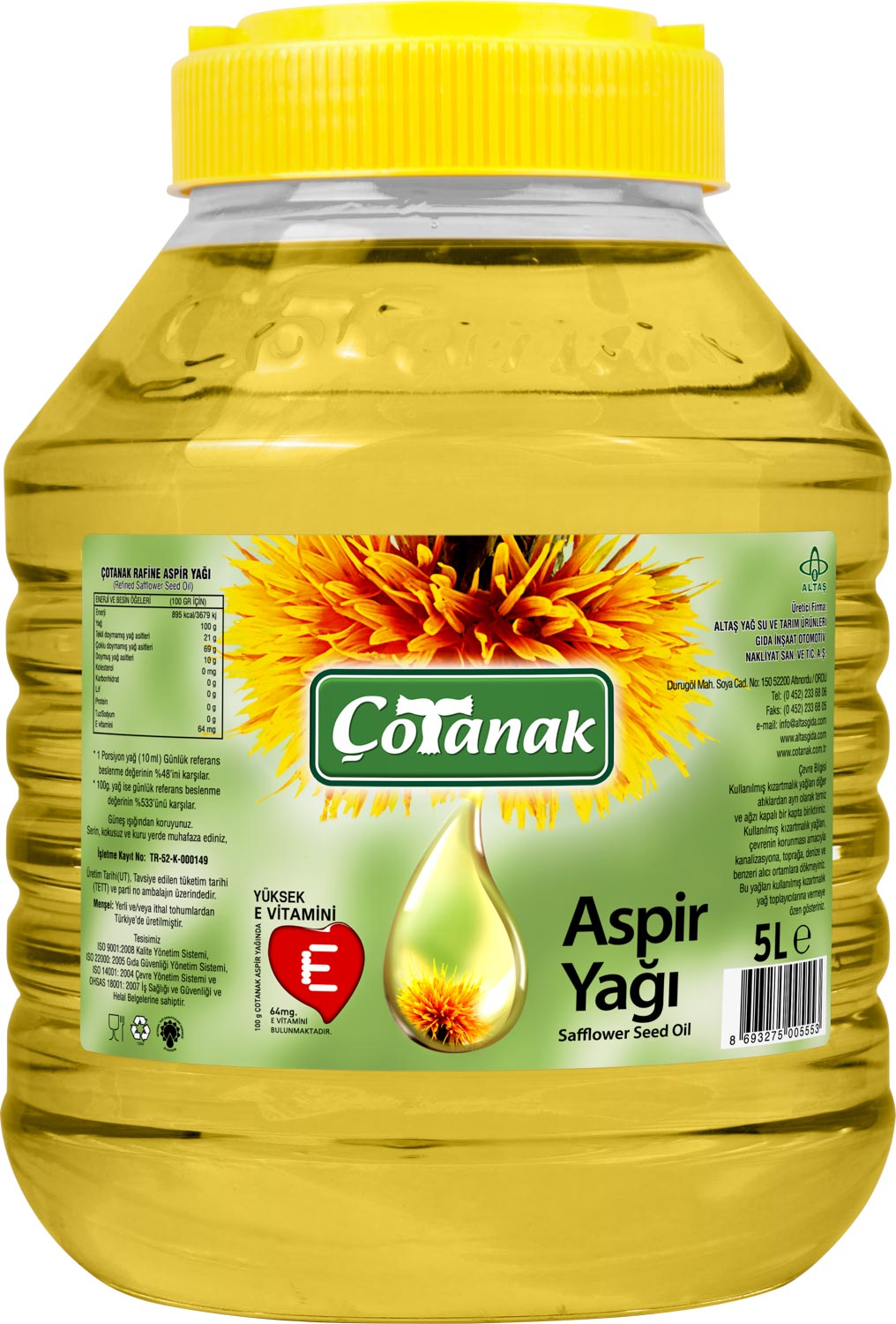 Çotanak Aspir Yağı 5L Pet